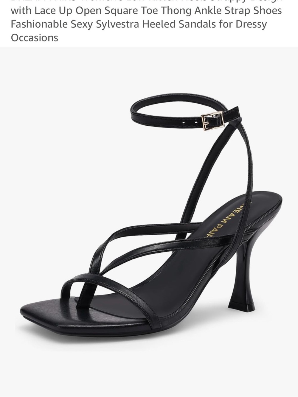 Dream Pairs Black Strappy Ankle Tie Kitten Heel Sandals